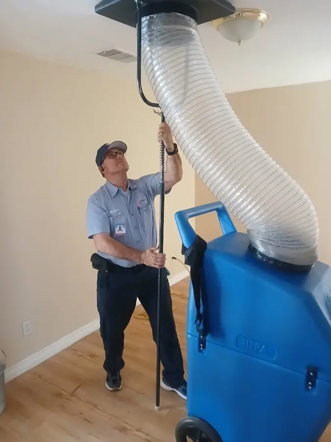 Mini Split Installation technician using HEPA equipment in La Junta